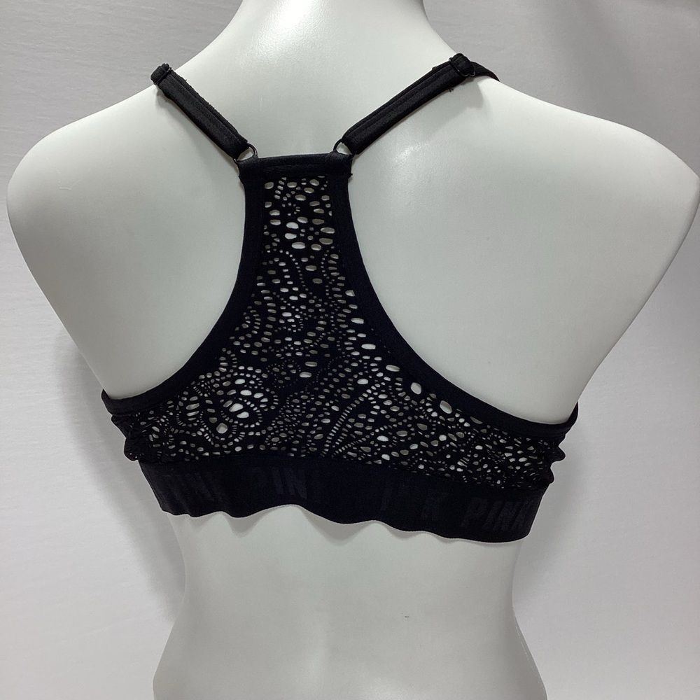 Pink Sport Ultimate Lightly Lined Black Lace Style Sports Bra XL